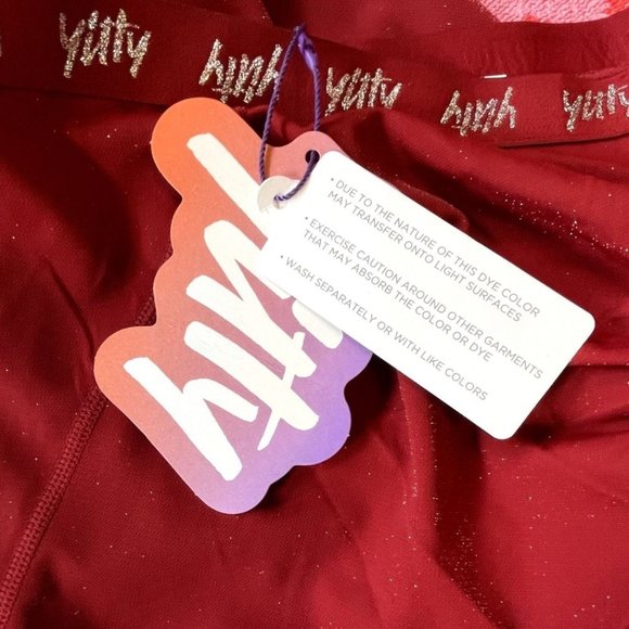 NWT Yitty Burgundy Red Spotlight Ruched Leggings with Metallic Sparkles 2X - Picture 4 of 6